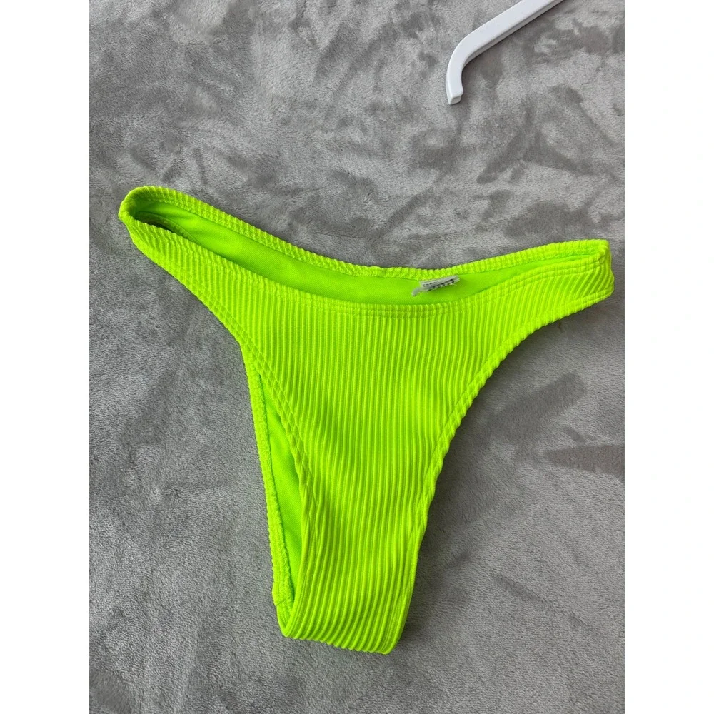 Hollister Neon Lime Green Ribbed Underwire Bikini Set Small Top XS Bottoms